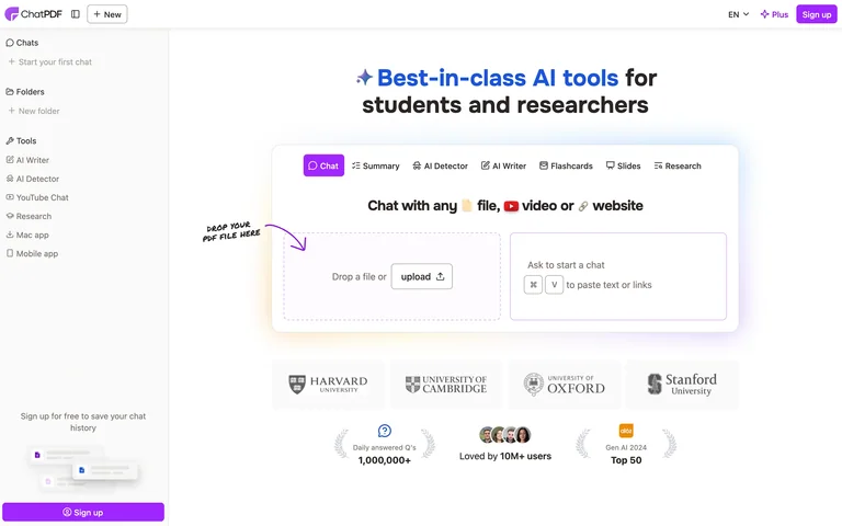 ChatPDF — Document chat start preview