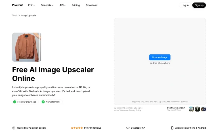 Pixelcut — Upscaler preview
