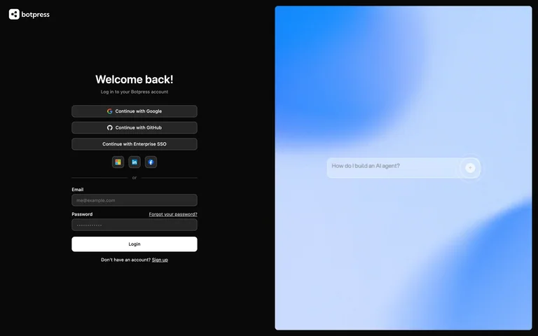 Botpress — Account entry preview