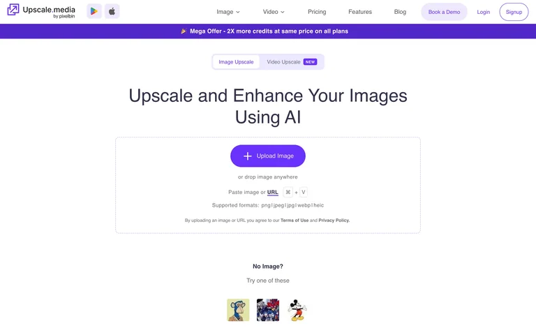 Upscale.media — Upload workspace preview