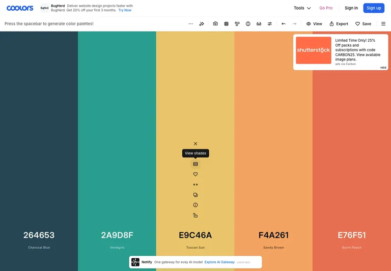 Coolors — Palette generator preview