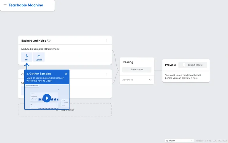 Teachable Machine — Audio project preview