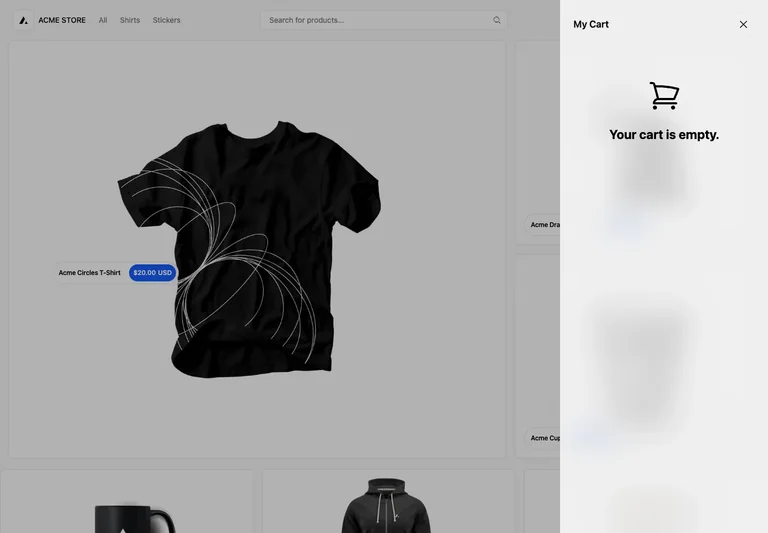 Next.js Commerce — Empty cart preview