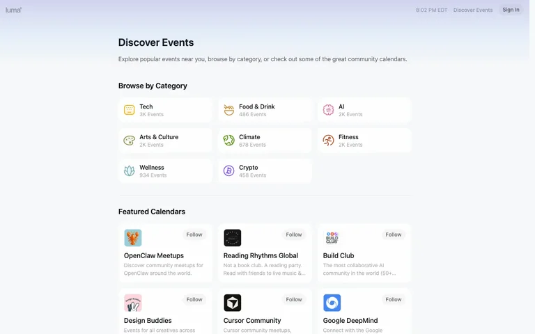 Luma — Discover events preview
