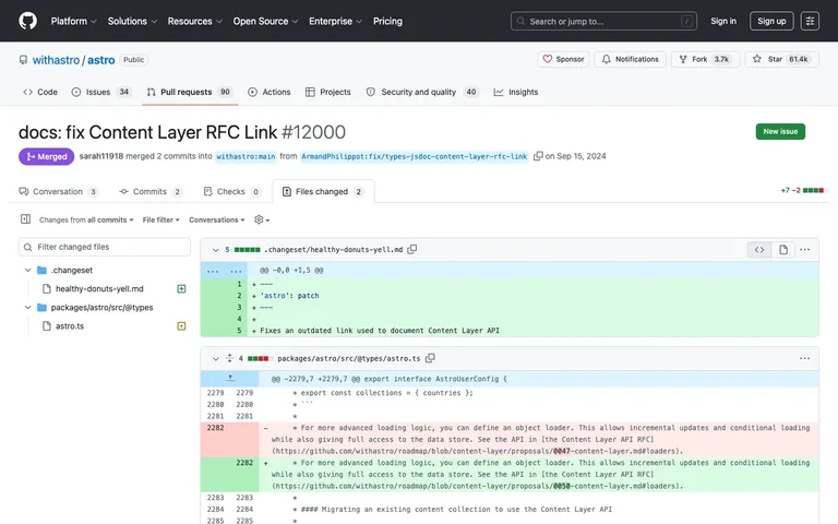 GitHub — Pull request diff preview