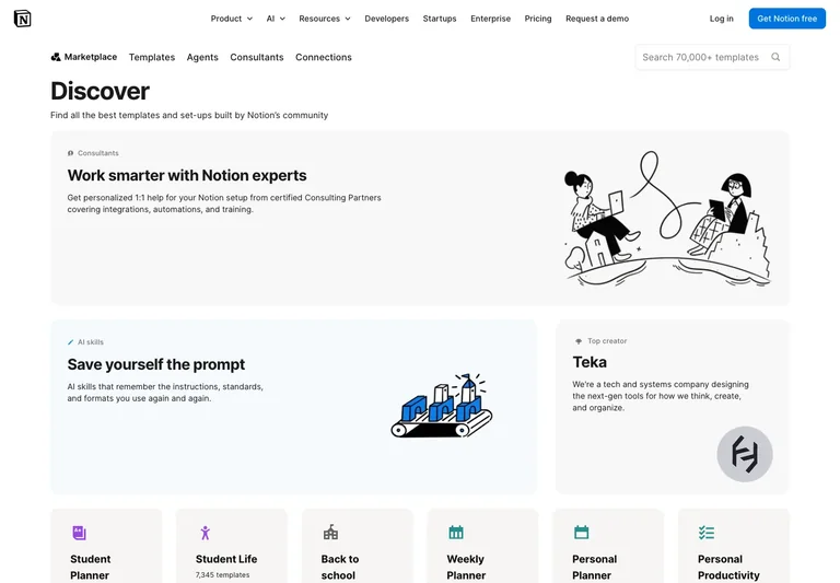 Notion — Template marketplace preview