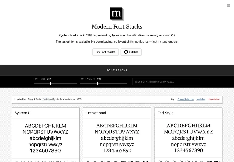 Modern Font Stacks preview