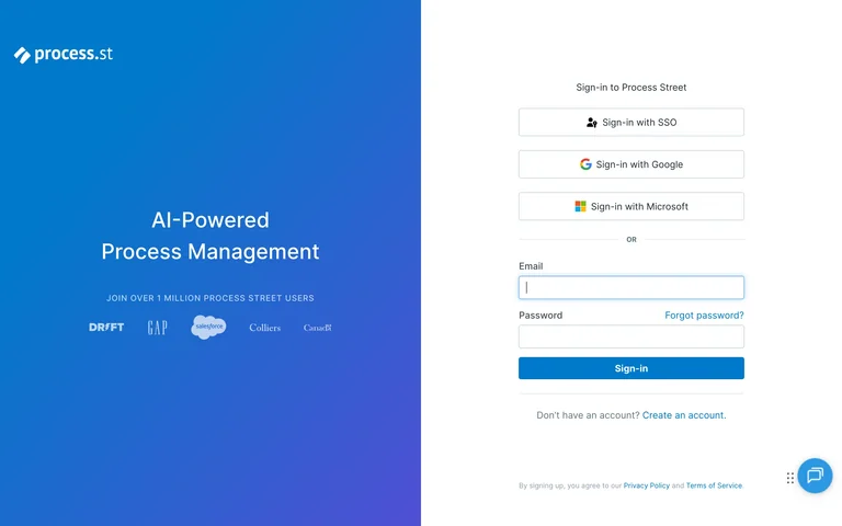 Process Street — Account entry preview