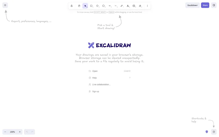 Excalidraw — Empty canvas preview