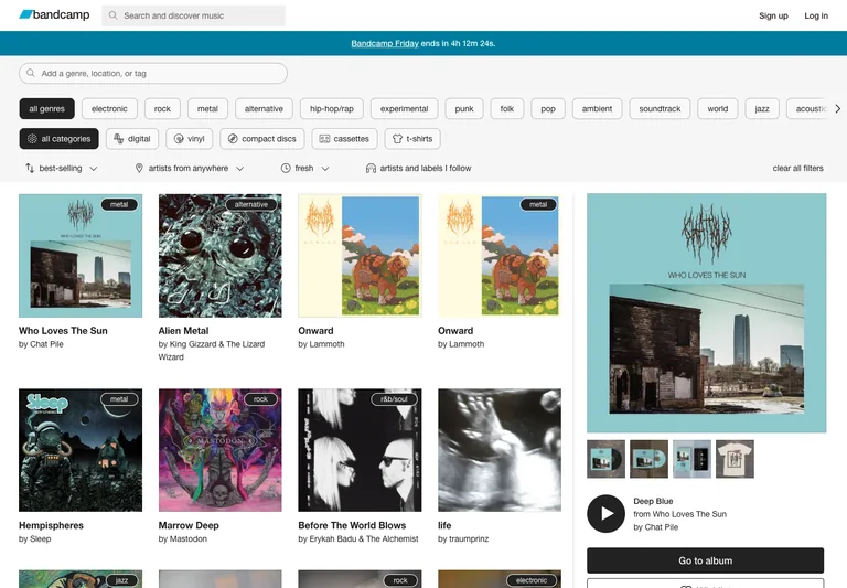 Bandcamp — Music discovery preview