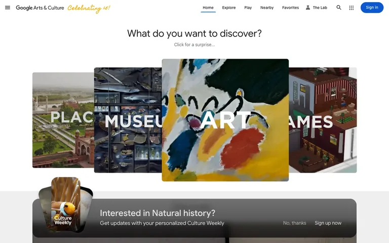 Google Arts & Culture — Home preview