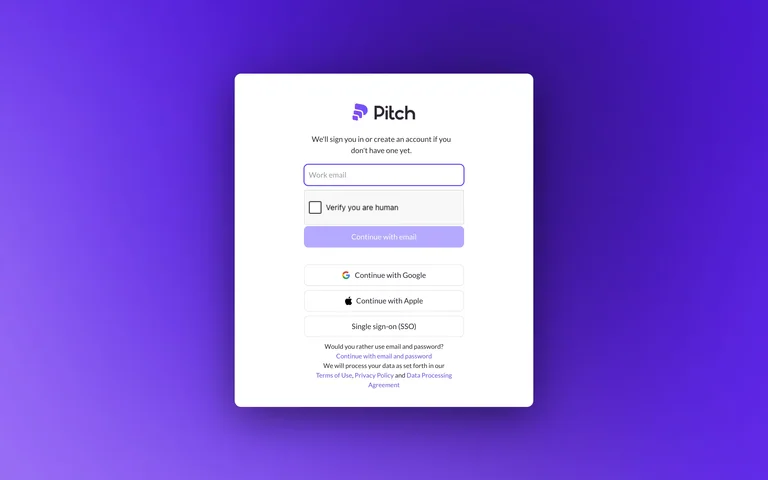 Pitch — Account entry preview