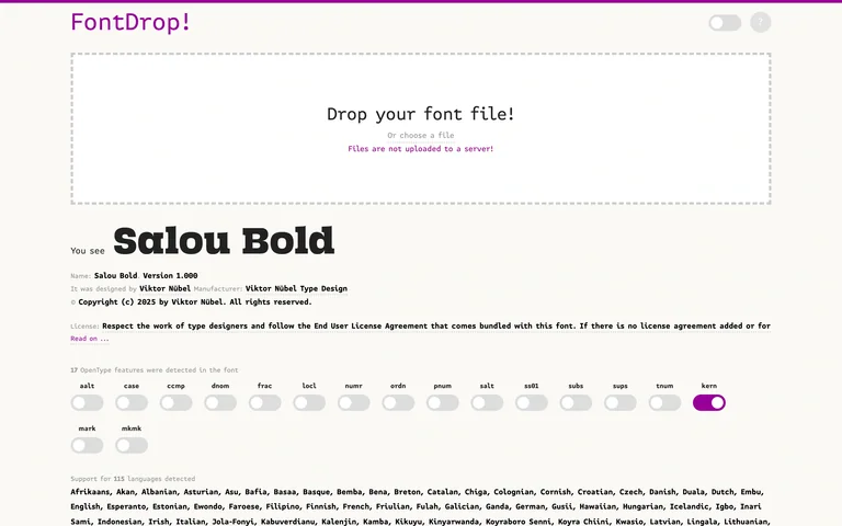 FontDrop — Font inspector preview