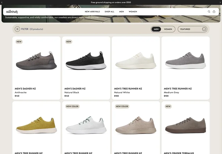 Allbirds — Shoe catalog preview
