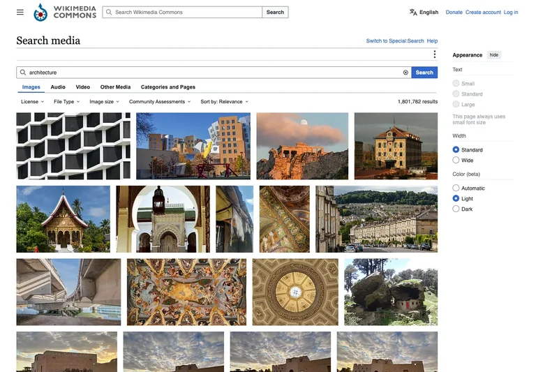 Wikimedia Commons — Media search preview