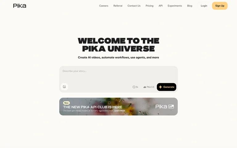Pika — Video prompt entry preview