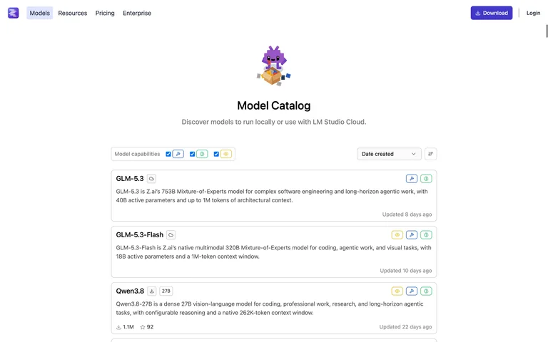 LM Studio — Model catalog preview