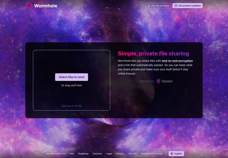 Wormhole — Send files preview