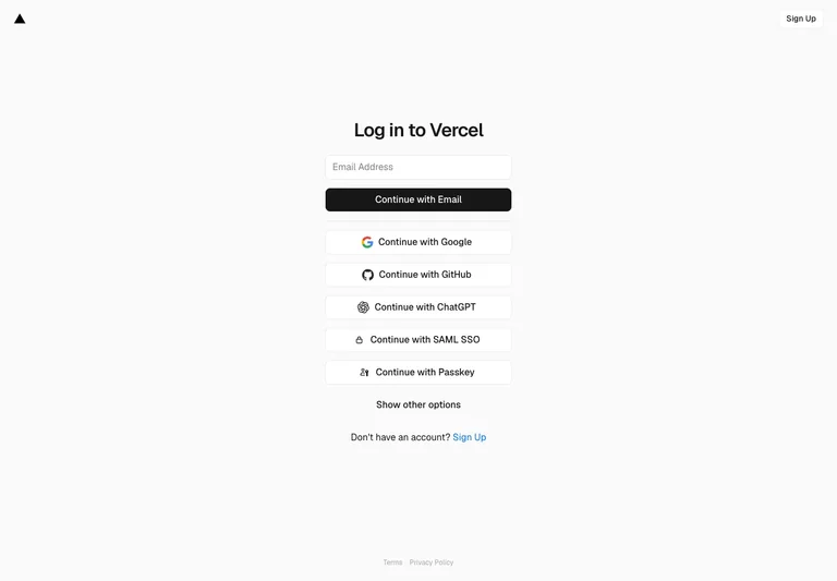 Vercel — Sign in preview