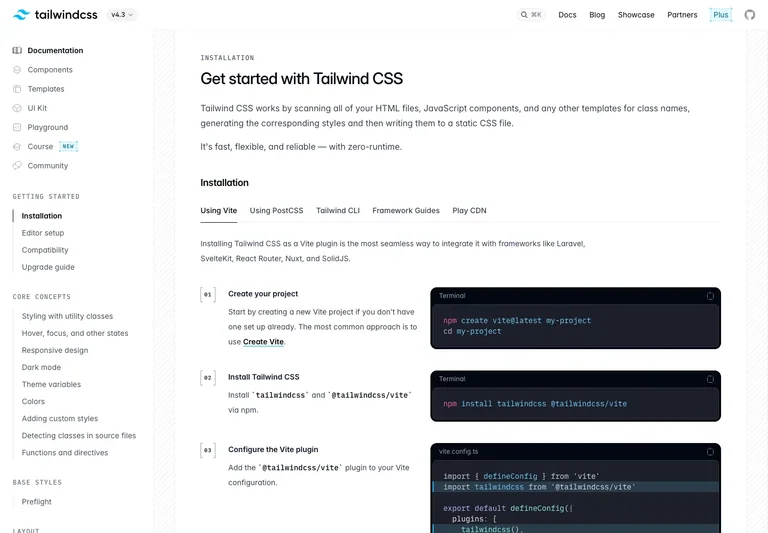 Tailwind CSS — Documentation preview