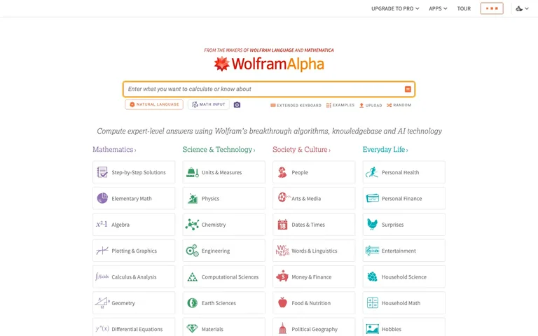 WolframAlpha — Home preview