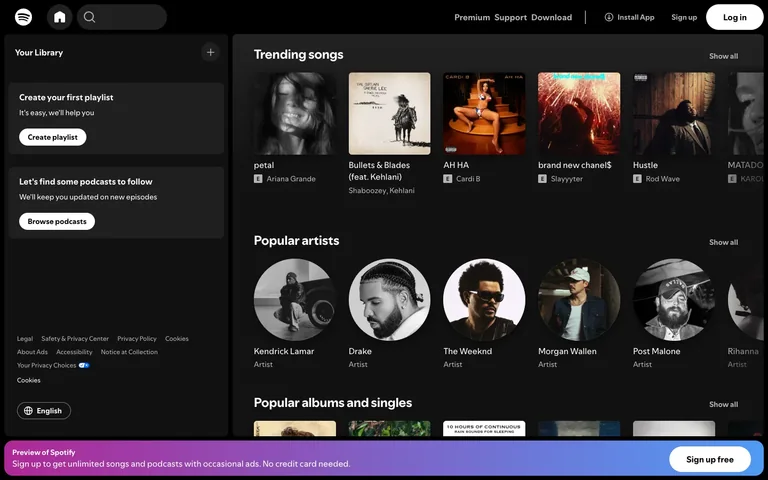 Spotify — Web player preview