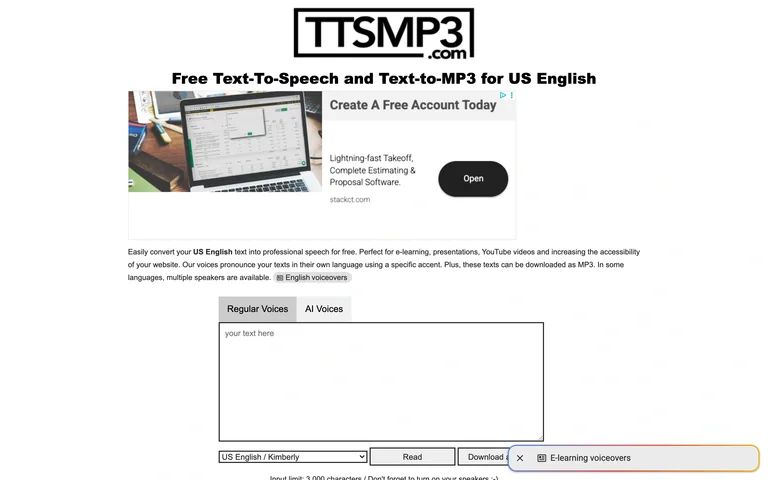 TTSMP3 — Speech form preview