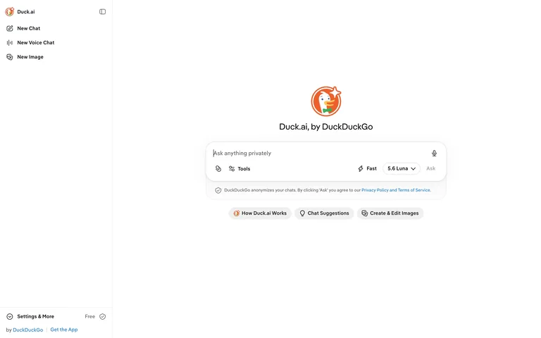 Duck.ai — New chat preview