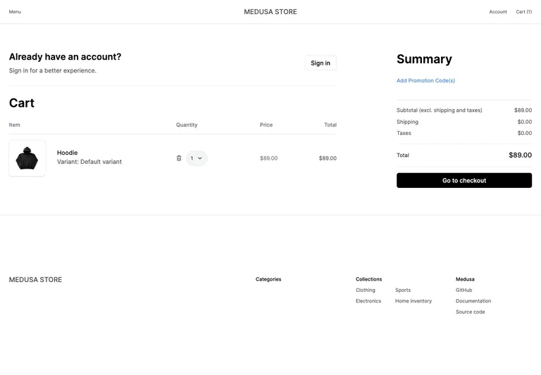 Medusa — Cart review preview