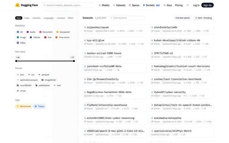 Hugging Face — Dataset library preview