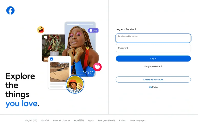 Facebook — Sign in preview