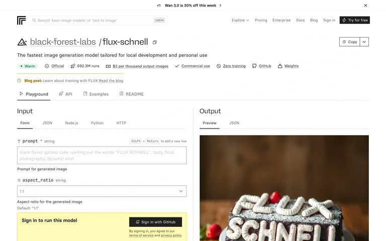 Replicate — FLUX model playground preview
