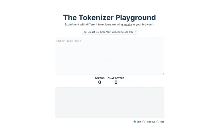 Tokenizer Playground — Empty editor demo preview